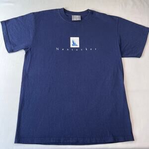 J. America Vintage Nantucket Island Navy Blue T-shirt Sailboat Size Medium